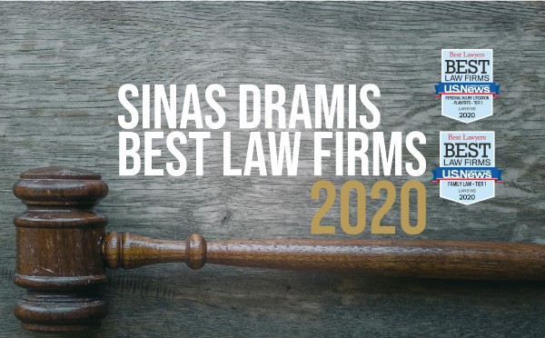 photo with gavel in background and best law firms 2020 logos