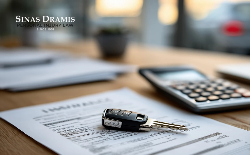 Auto insurance policy documents with car keys, illustrating Medicare and PIP coverage decisions in Michigan