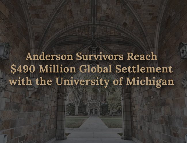 sexual assault survivors of Dr. Robert Anderson reach a $490 Million settlement with the University of Michigan