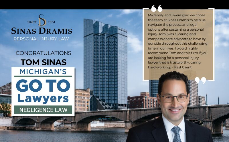 Tom Sinas Named a Michigan Lawyers Weekly 2025 'Go To Lawyer' in Negligence Law