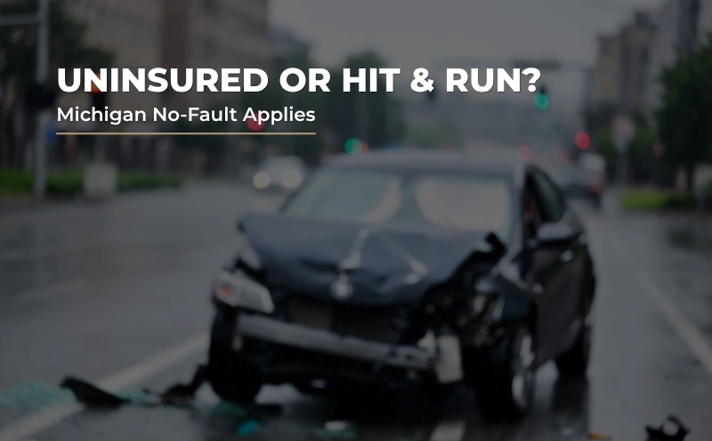 Car accident in Lansing involving an uninsured or hit and run driver, showing that Michigan No-Fault insurance still applies