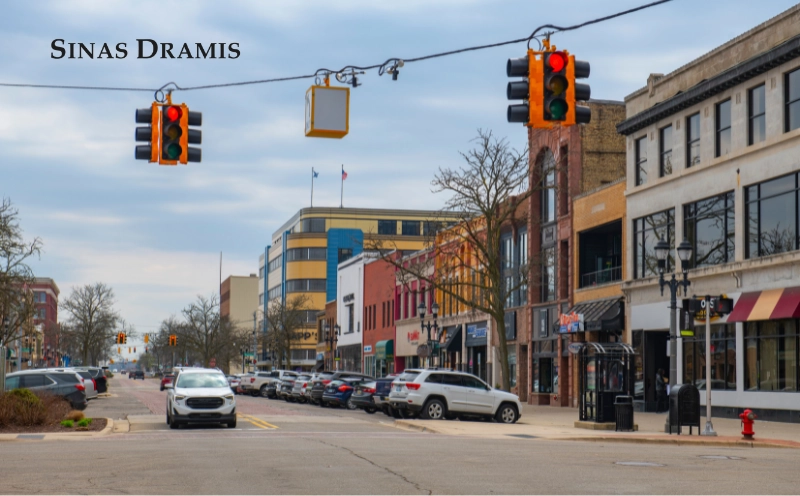 Traffic at a Lansing intersection representing shared fault in a car accident.