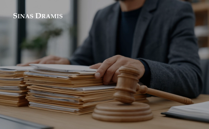 Stack of legal case files and a judge’s gavel representing evidence in a car accident claim.