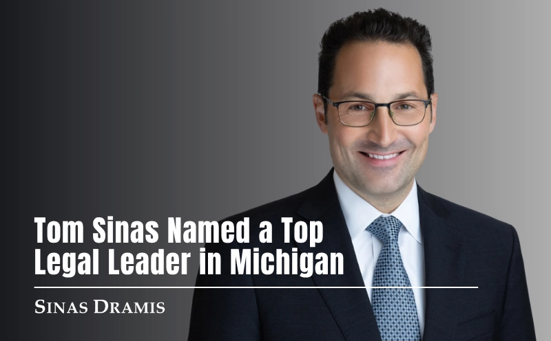 Tom Sinas, Sinas Dramis partner, recognized as a Michigan Legal 250 top legal leader.