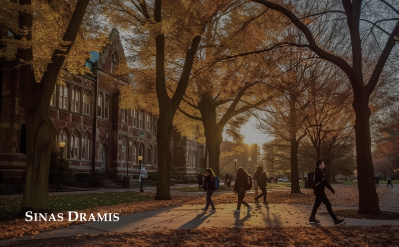 College campus with students walking near academic buildings, representing legal issues involving sexual assault at Michigan colleges and universities.