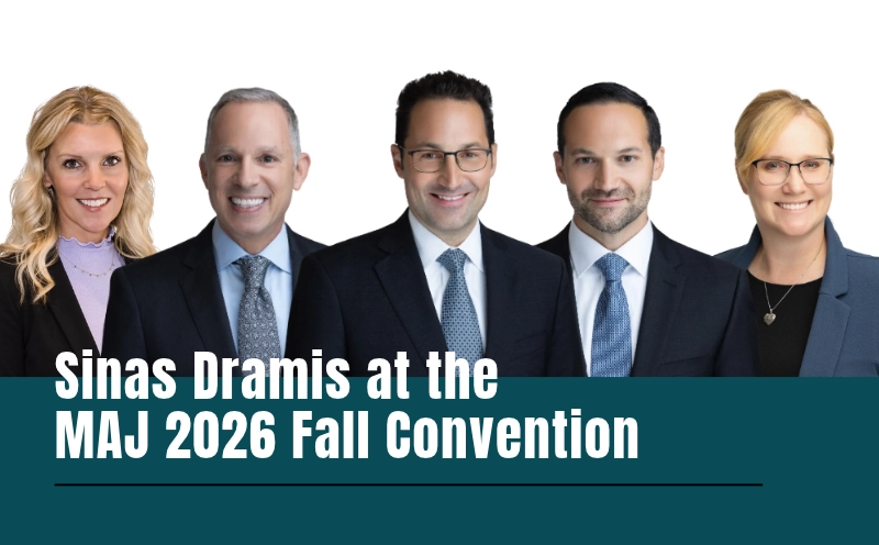 Sinas Dramis attorneys and staff participating as presenters at the Michigan Association for Justice 2026 Fall Convention.