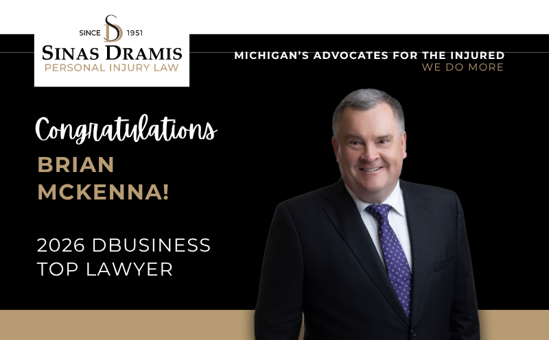 Sinas Dramis Partner Brian McKenna Named DBusiness Top Personal Injury Law for Fifth Consecutive Year