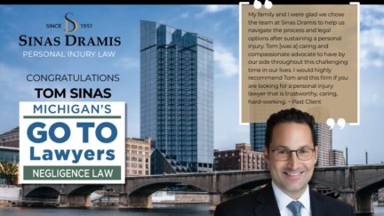 Tom Sinas a ‘Go To Lawyer’ in Negligence Law for Third Consecutive Year