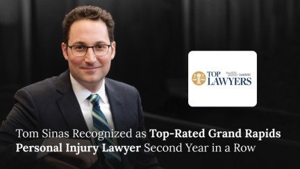 Tom Sinas Recognized as Top-Rated Grand Rapids Personal Injury Lawyer Second Year in a Row