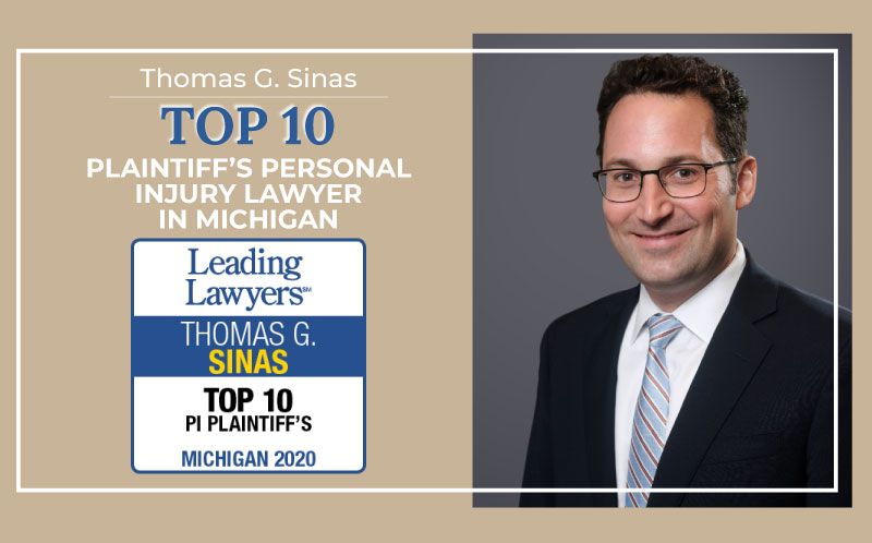 Tom Sinas Recognized as a Michigan Top 10 Plaintiff’s Personal Injury Lawyer