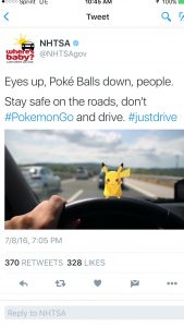 nhtsa pokemon go tweet